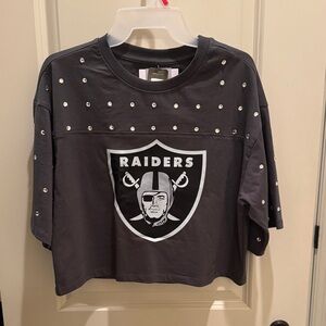 NWT Las Vegas Raiders oversized rhinestones cropped T-shirt